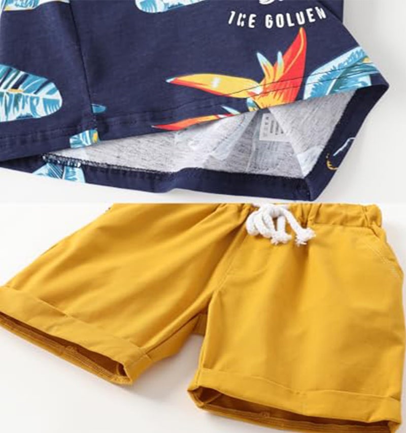Frogwill Boys California Tee and Roll-up Shorts Summer Clothes Outfit Set 5t, Los Angels - Image 3